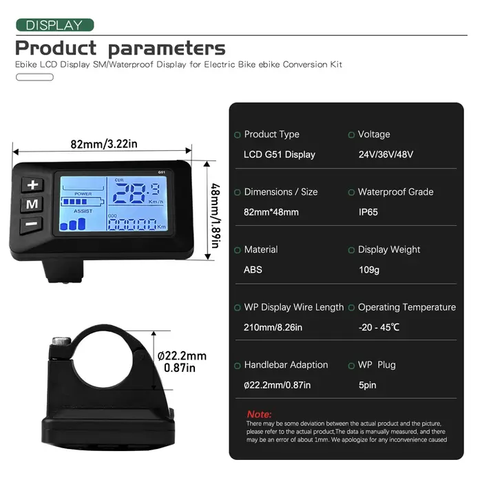 Écran LCD G51 pour Vélo Électrique