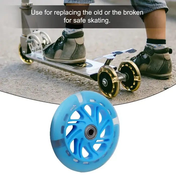 Roues de scooter électrique Flash LED 120mm en PU pour enfant avec éclairage dynamique et roulements haute performance pour remplacement sécurisé sur terrain privé