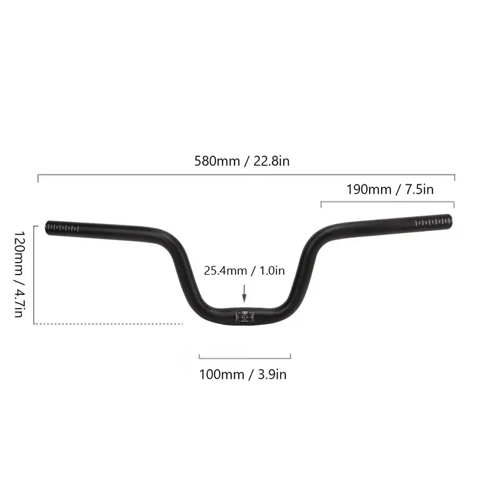 Guidon pliant extra long en alliage d'aluminium pour vélo de route, dimensions 25.4mm, diamètre 580m