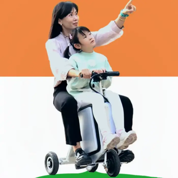 Scooter électrique de mobilité pliant 2 places léger avec batterie amovible et cadre en alliage d'aluminium aéronautique pour adultes seniors