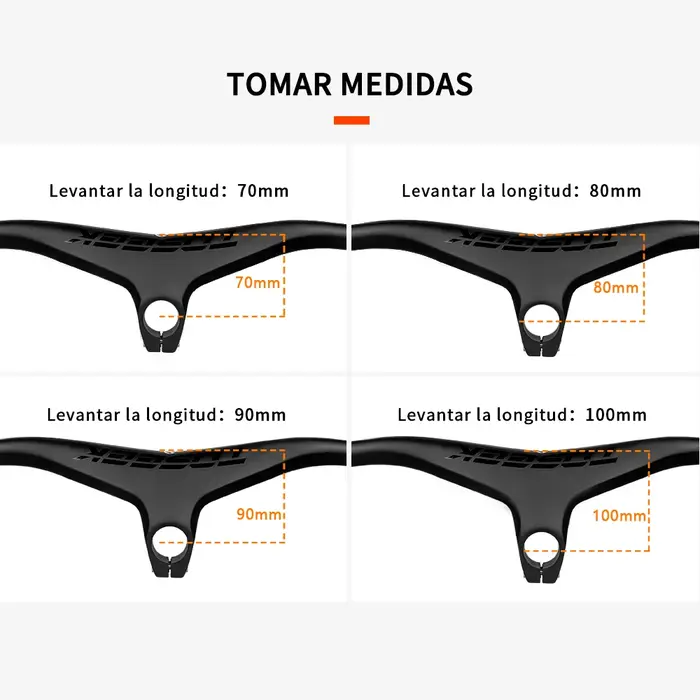 Guidon et tige de VTT en carbone TOSEEK 28,6 mm -17 °   Guidon intégré pour VTT 660 ~ 800-70/80/90/1