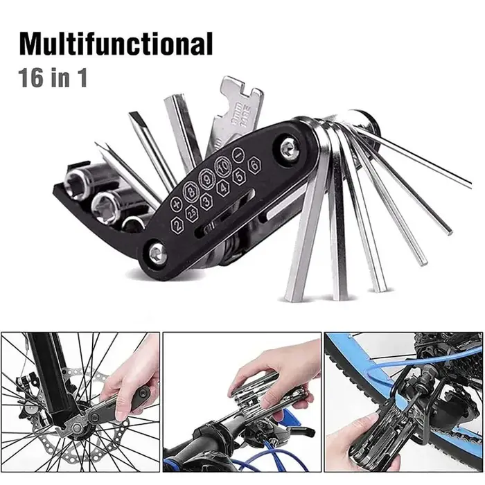 Clé à douille portable 16 en 1 cycle zone multi-outils tournevis pour réparation et maintenance de vélo de montagne et moto blanche