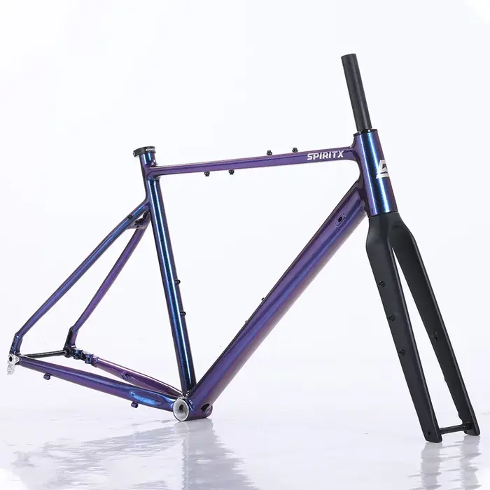 Cadre de vélo de route 43cm/47cm/52cm, axe traversant, cadre de vélo en gravier, fourche avant en Fi