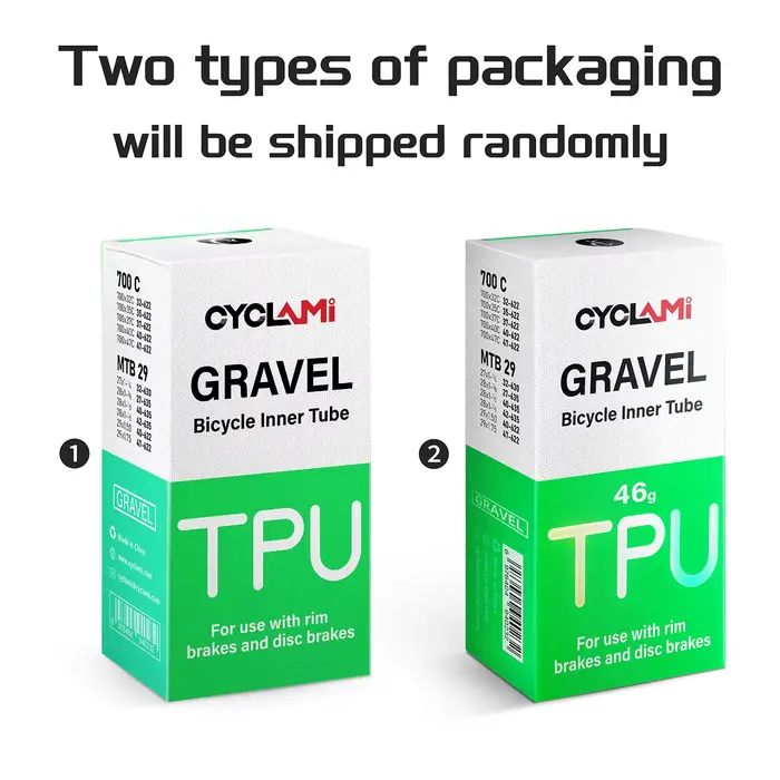 Chambre à air vélo CYCLAMI en TPU ultra léger pour pneus 700C 32C à 47C route VTT et gravier couleur Ivoire avec valve ajustable