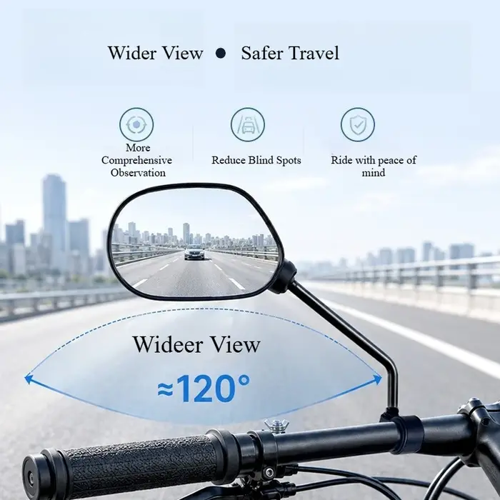 1 Paire de Rétroviseurs de Vélo HD à Vision Large, Réglables à 360 Degrés avec Réflecteur de Sécurité, Rétroviseur Latéral Universel pour Vélo et Vélo Électrique