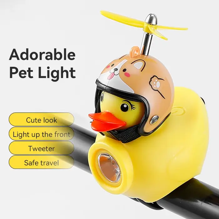 Lumière de vélo pour enfants, équitation de nuit, petit canard jaune, sonnette pour enfants, lampe d