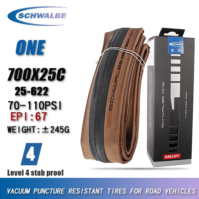 Pneu de vélo pliable Schwalbe ONE 700x25C 28C pour vélo de route 700C, tubeless, bord brun, résistan