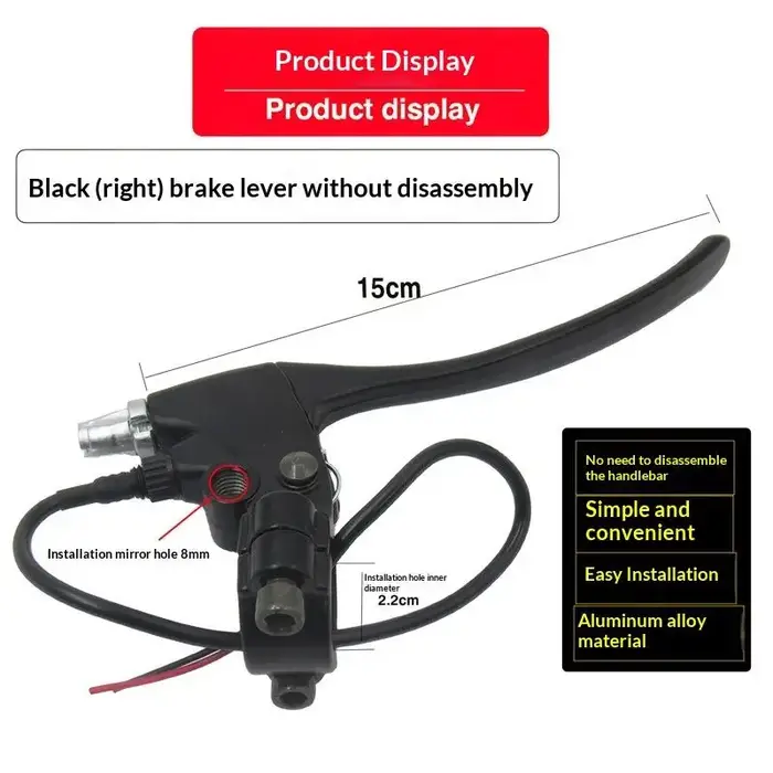 Leviers de frein en alliage d'aluminium pour vélo électrique