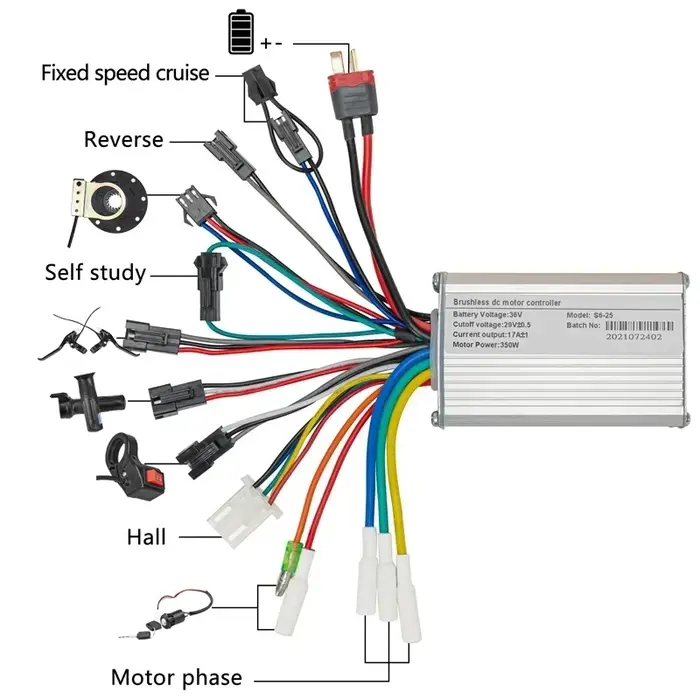 Contrôleur de vélo électrique 250W 350W 24V 36V 48V