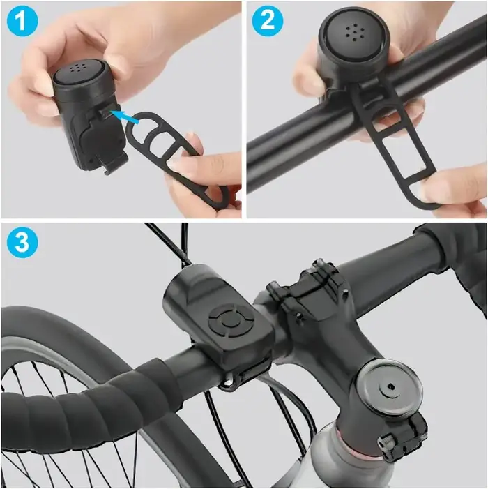 Sonnette électrique de vélo, klaxon de chargement USB, anneau de sécurité d'avertissement pour vtt,