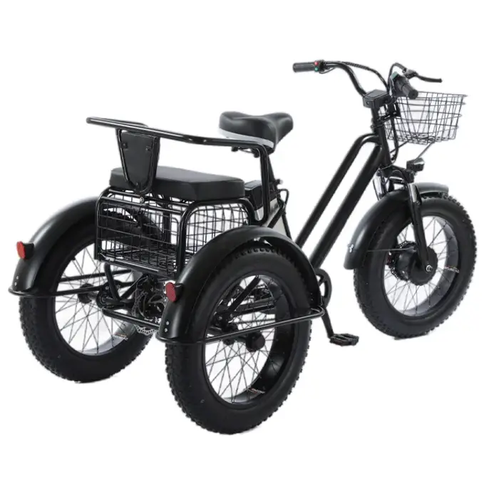 20 pouces gros pneu vélo électrique 3 roues vélos électriques pour hommes femmes adultes puissant neige noir