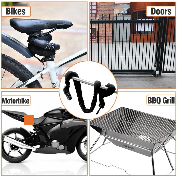 Antivol de vélo VTT et Vélo Électrique à Code à 5 Chiffres – Serrure de Sécurité Antivol pour Vélo et Chaîne en Fer