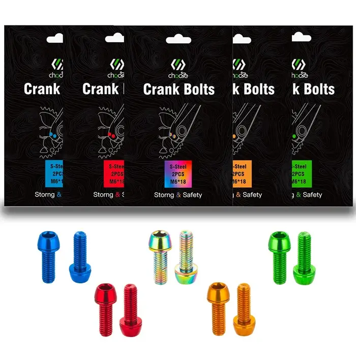 Boulons de manivelle de vélo M6x18mm avec joint, boulons de fixation de bras de pédalier, vis de manivelle de vélo de route vtt, vis de vélo ultralégères en acier