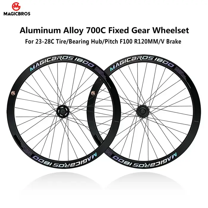 Jeu de roues MAGICBROS Fixie pour vélo de piste, freins V, 40MM 60MM, roues clincher pour vélo à vitesse unique, jeu de roues 700C pour vélo à pignon fixe