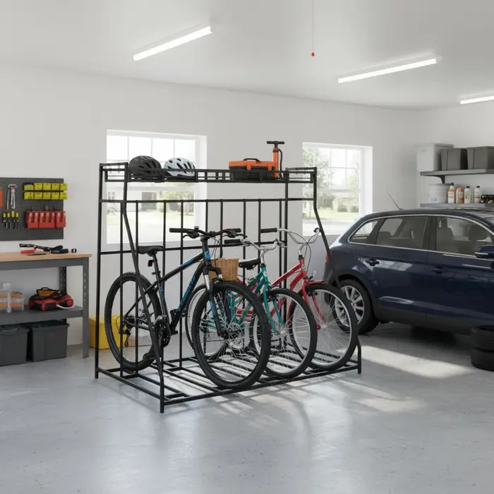 Support de rangement pour 4 vélos, station de stationnement autoportante, organisateur de vélos au s