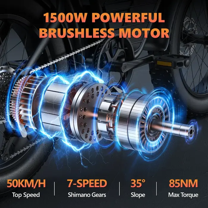 EBIKE nouveau K7 1500W 48V 23Ah batterie 20*4 pouces pneus tout-terrain vitesse maximale 45-50 km/h LCD