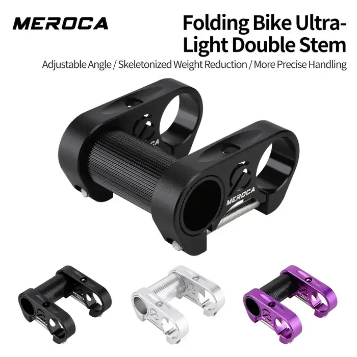 Tige de guidon de vélo MEROCA 25.4 pour vélo pliant Brompton DAHON 412 SP8, double tige à montage direct, rehausseur de guidon réglable