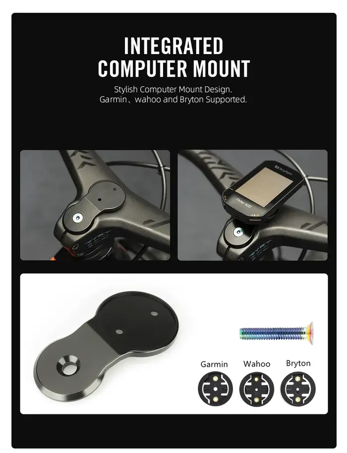 Guidon intégré RYET Carbon MTB -7 ° Potence plate monobloc Degrees Fiber Rise 800mm XC pour VTT