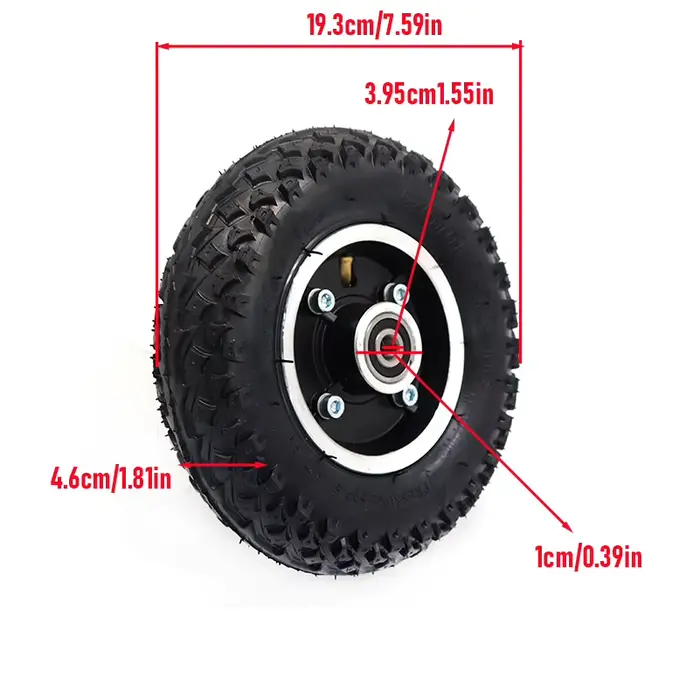 Roue pneumatique tout-terrain 200x50 pour trottinette électrique, fauteuil roulant et chariot à main, avec engrenage d'entraînement et pneus intérieur et extérieur