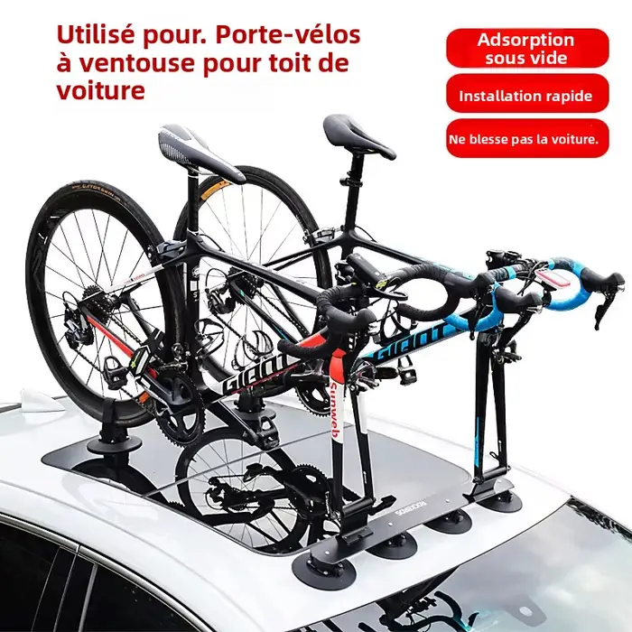Support à ventouse Rockbros avec pompe pour porte-vélos de toit