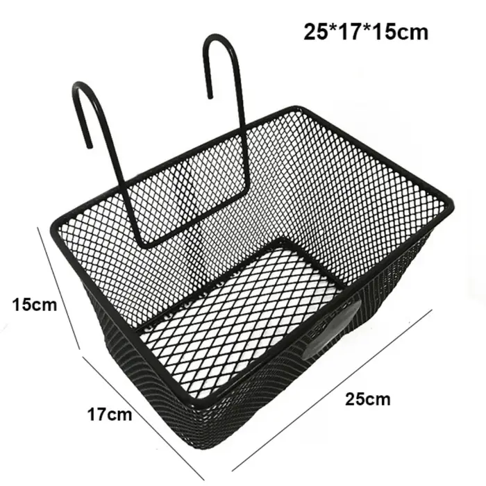 Nouveau panier avant en maille métallique pour vélo, 25*17*15cm, panier arrière noir pour trottinett