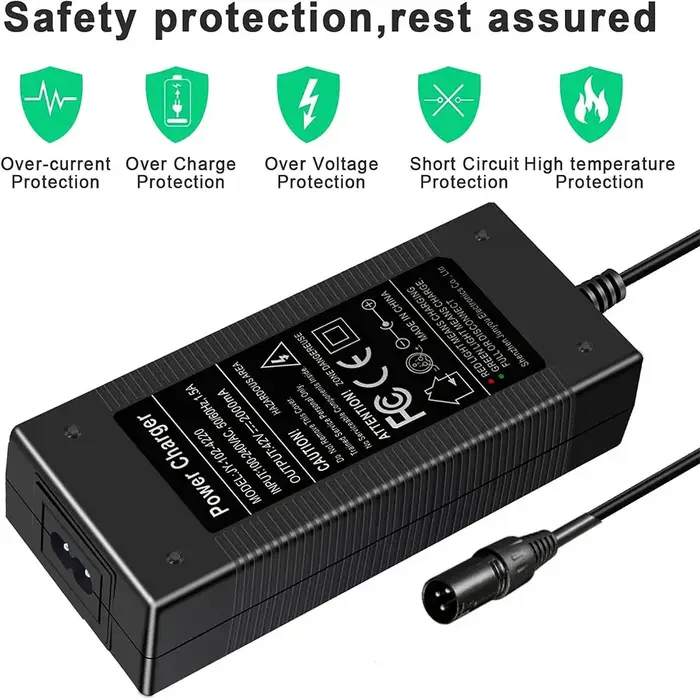 Chargeur de vélo électrique avec pipeline 42V, 3 broches XLR, pour Swagtron EB6 Fat-Tire, Heybike Citydele, angiBike, EcoaccelerStarfish DolDave Peacedove