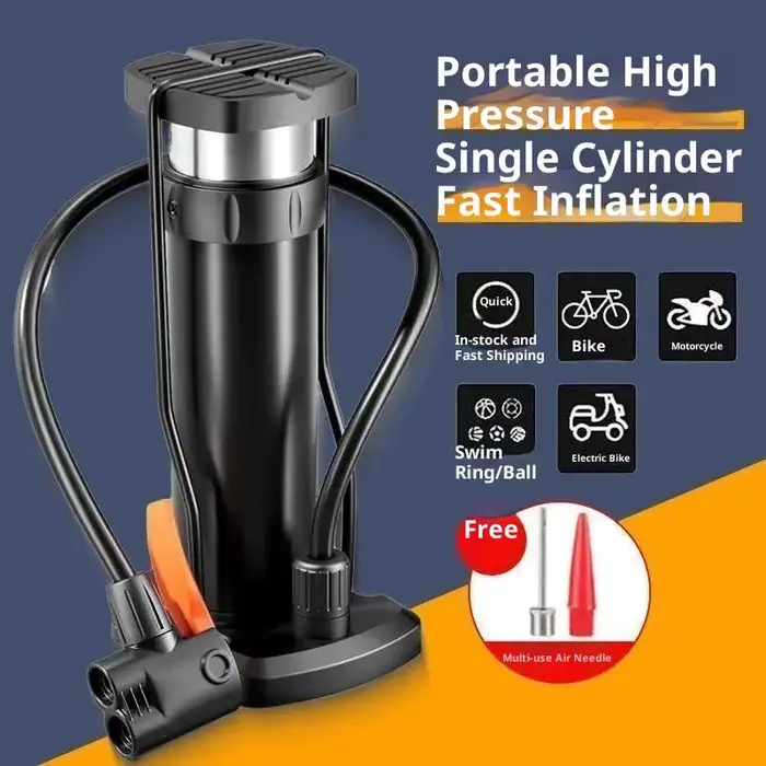 Pompe de gonflage multifonctionnelle à pédale pliante, facile à transporter, Portable, en alliage d'aluminium, pour vélo et moto