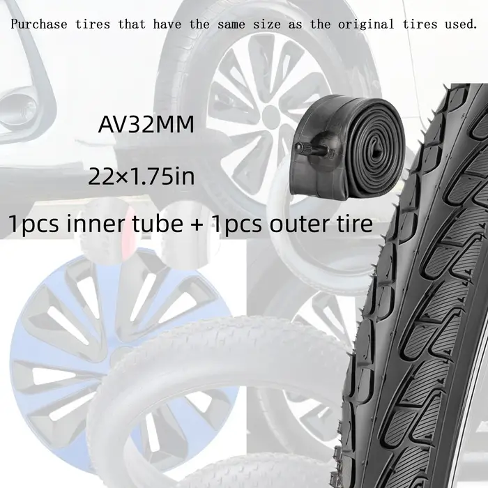 Ensemble de pneus et chambres à air pour vélo 22x1.95 22x1.75