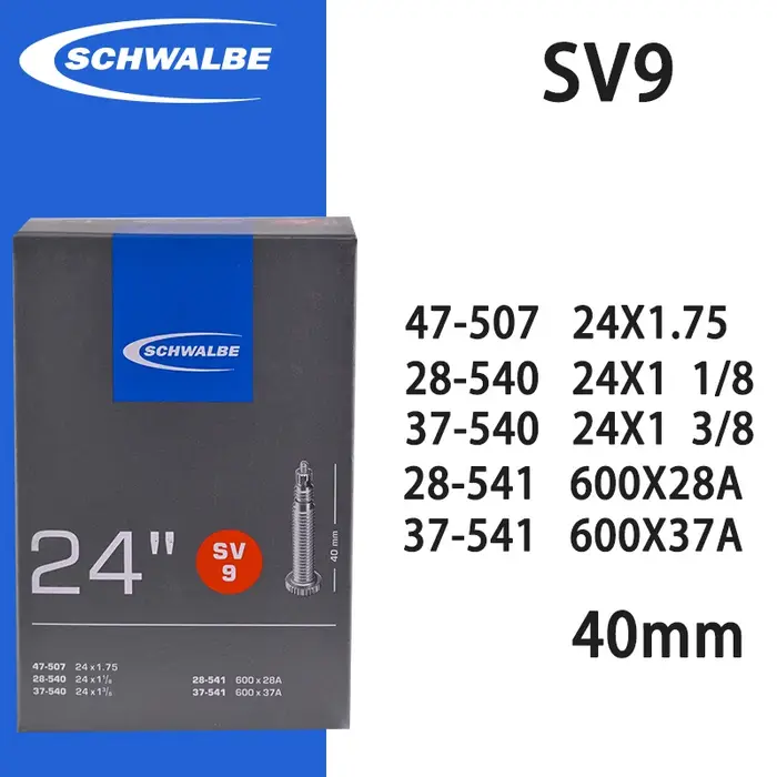 Schwalbe SV9 SV9C SV9A AV10 SV10 24 pouces Tubes de vélo 24 ''chaise de roue de route ultralégère TU