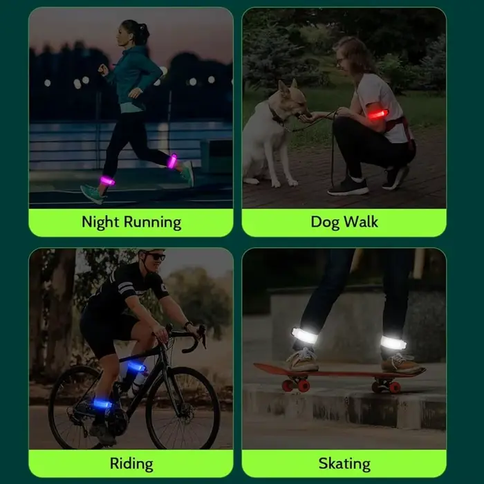 Brassard de course de nuit, bande lumineuse LED, brassard de sécurité pour cyclisme, Sports de plein air, ceinture de bras, bracelet d'avertissement de jambe