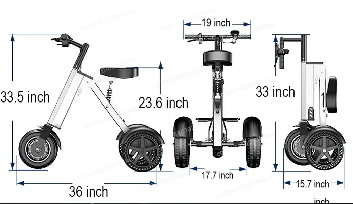 Tricycle électrique pliable à 3 roues