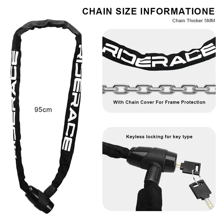 Verrou de chaîne de vélo portable antivol haute sécurité