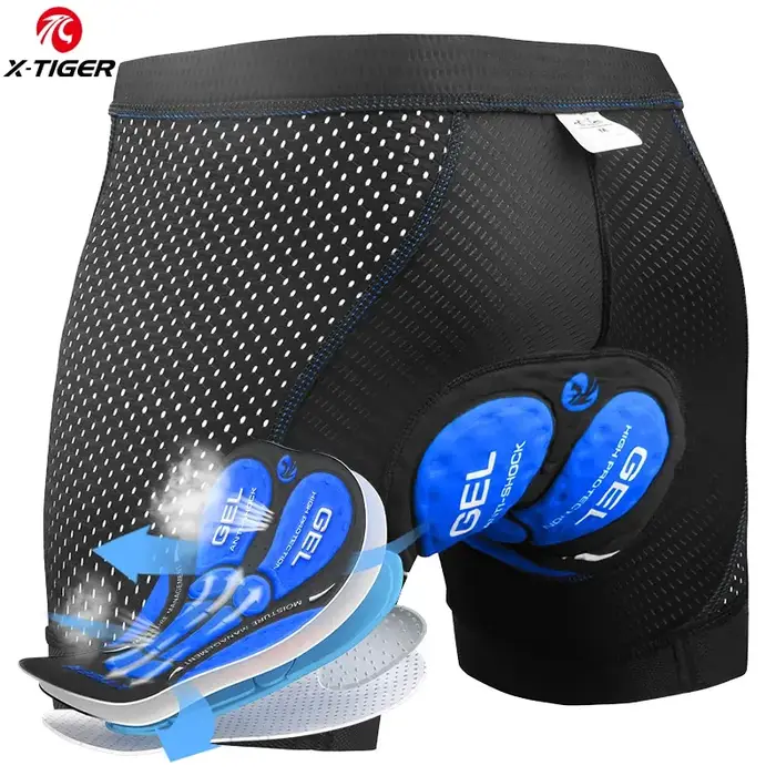X-TIGER Cyclisme Sous-Vêtements 5D Respirant Rembourré Gel Vélo Shorts Hommes VTT Antidérapant Jambe