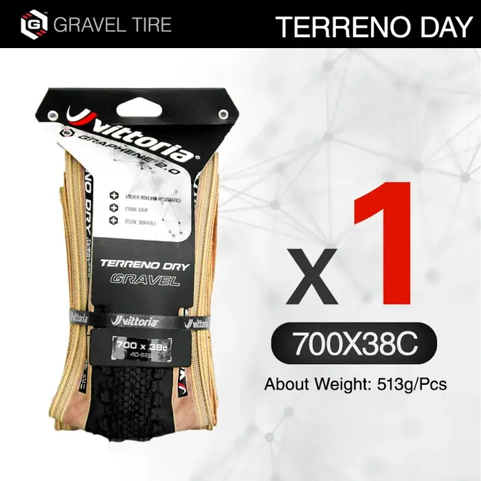 Nouveaux pneus de vélo Vittoria Terreno Dry 700x40 pliables, tubeless, pour VTT/vélo de route | Pneu