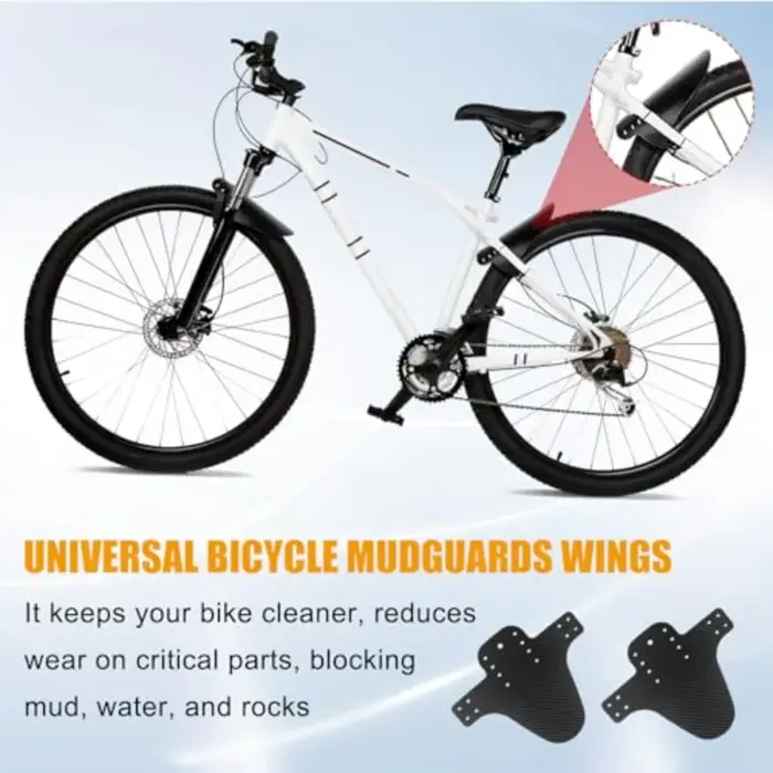 Ailes de garde-boue universelles en fibre de carbone pour VTT avec 12 attaches pour freins à disque et mini moyeux protection avant et arrière pour vélo tout terrain
