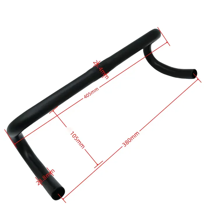 Guidon de vélo de route guidon de course 25.4mm largeur 380mm guidon de vélo à pignon fixe noir/arge