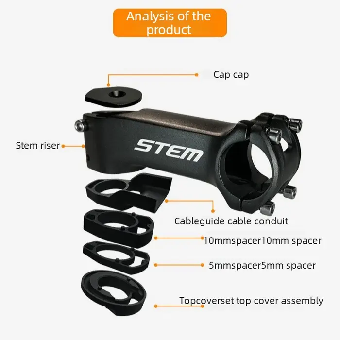 Tige de vélo de route aérodynamique avec câblage interne dissimulé