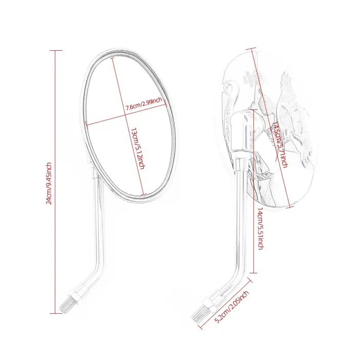 Rétroviseur universel pour moto et motocyclette électrique coque ABS Vert armée avec miroirs en verre pour Yamaha XT 600 Virago Vmax