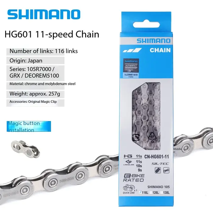 Chaîne SHIMANO 105 UT XT HG601 HG701 HG901 M6100 M7100 M8100 11/12 vitesses en boîte