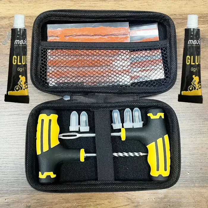 Kit de réparation de pneus d'urgence – Colle robuste et bandes de caoutchouc pour la fixation de crevaison plate sur