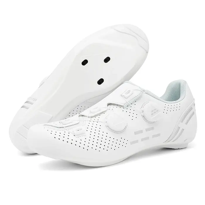 Chaussures de cyclisme sur route et montagne pour homme et femme en nylon beige avec semelle EVA et crampons antidérapants