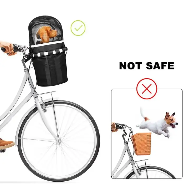 Panier de vélo pour chien avec fenêtre, support de guidon renforcé pour animaux de compagnie, idéal pour les loisirs quotidiens, les trajets et les activités de plein air