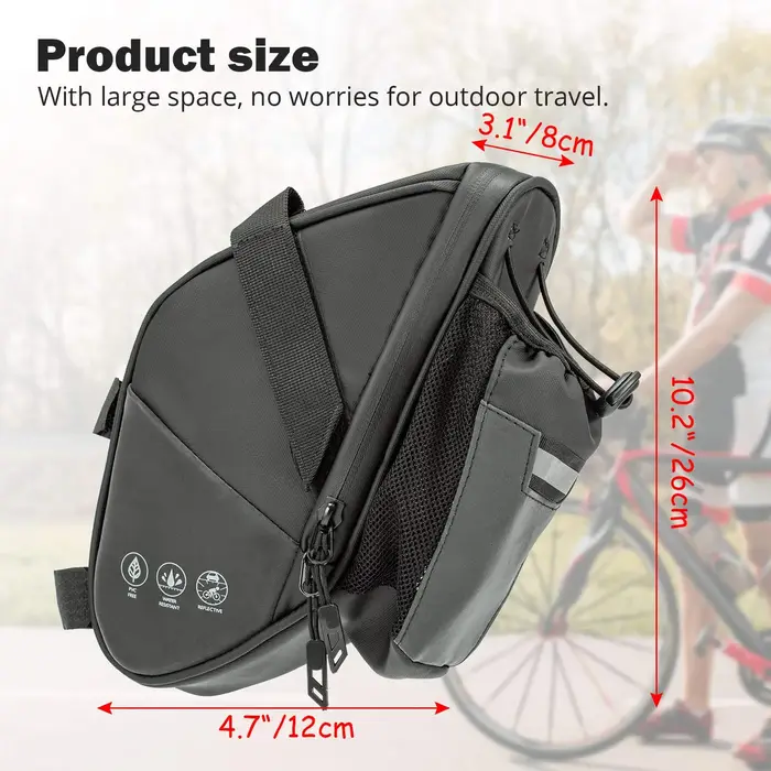 Sac de selle de vélo étanche, sac de rangement sous le siège arrière de vélo, poche pour bouteille d'eau, pochette de cyclisme pour vtt, vélo de route de montagne 1,5 l