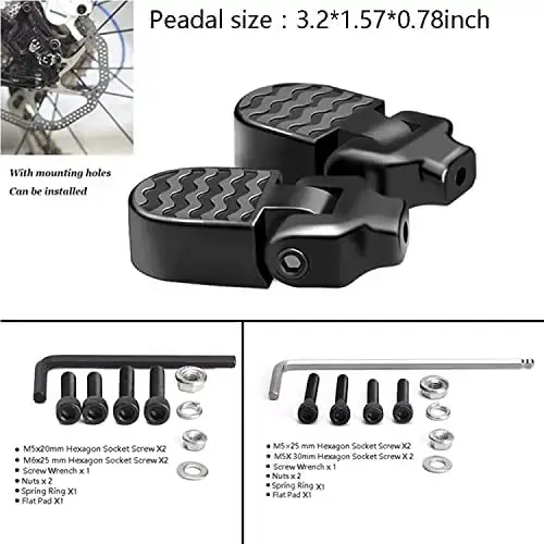 1 paire de Mini pédales arrière de vélo en alliage d'aluminium repose-pieds pliant