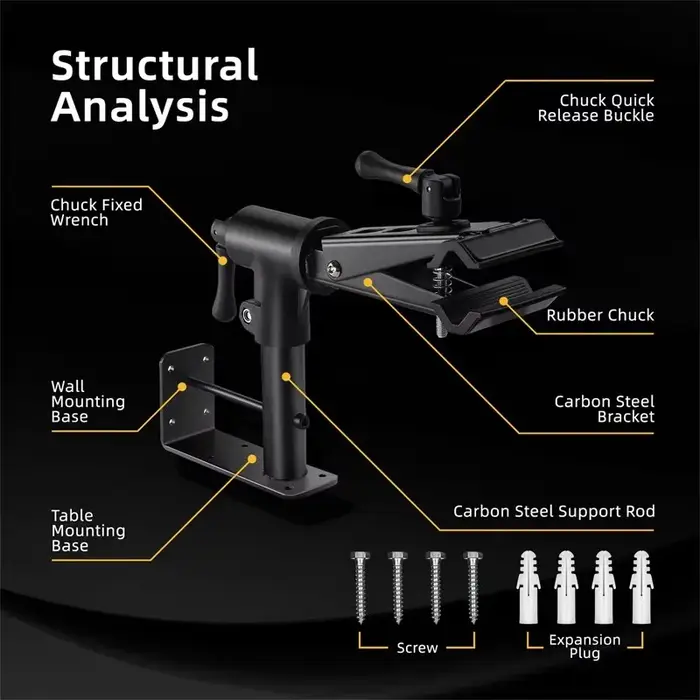 Support de réparation de vélo mural en acier noir robuste capacité 30kg pour entretien atelier et stationnement vélo pliable ou route