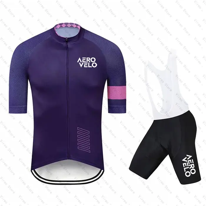 AERO VELO Ensemble de maillot de cyclisme à manches courtes pour hommes, maillot de vélo d'été, vête