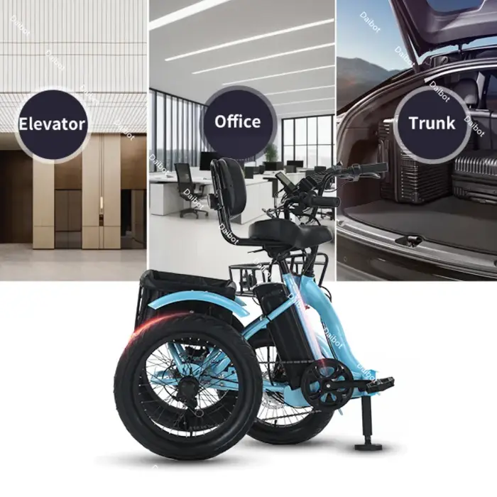 Vélo électrique pliable de 18 pouces à 3 roues pour adultes