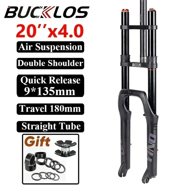 BUCKLOS double couronne 20 pouces Ebike gros vélo fourche 20*4.0 e-bike Suspension pneumatique fourc