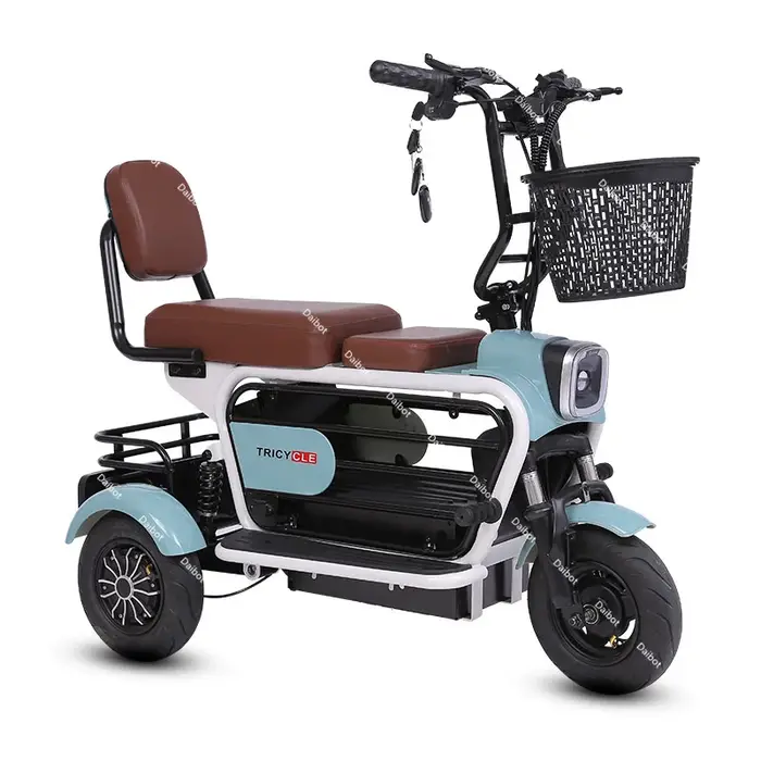 Trottinette Électrique Pliable 2 Places pour Enfant et Parent, Tricycle à 3 Roues pour Passager, 400