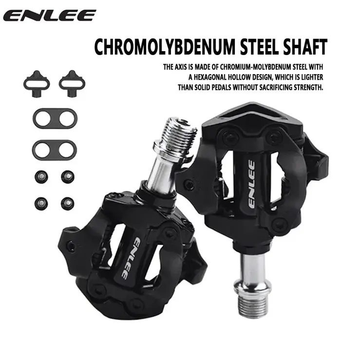 ENLEE pédale de verrouillage de vélo 1 avec taquet gratuit pour système SPD vtt route aluminium anti-dérapant roulement